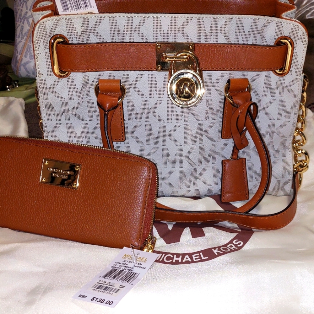NWT Michael Kors Hamilton satchel with matching wallet